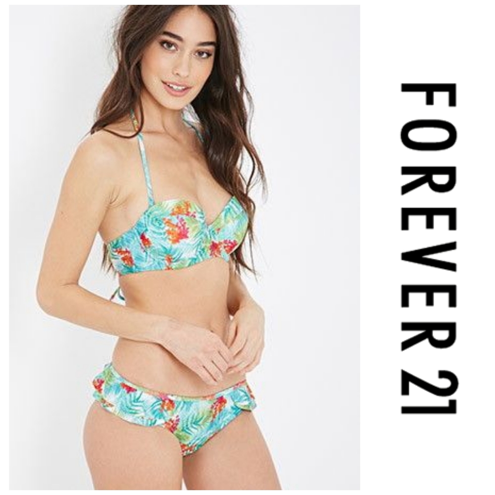 Forever21 BOTANICAL SIDE-RUFFLE CHEEKY BOTTOMS